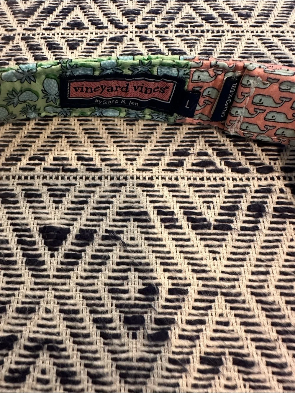 Vineyard Vines Kids Patchwork Canvas D-Ring Belt Size Large Coastal Whale Print